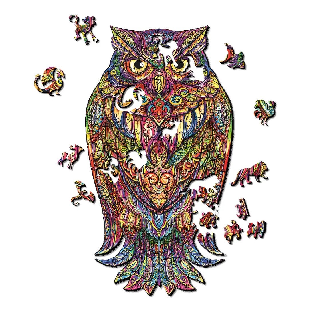 Robin Wood - Nocturnal Whispers: Night Owl Wooden Jigsaw Puzzle For Family, Decor, Adult, Gift - 196