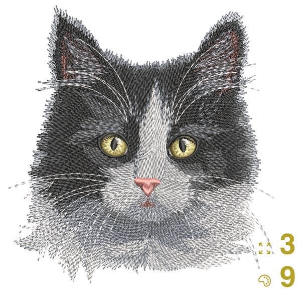 CUTE REALISTIC CAT Machine Embroidery Design - instant download