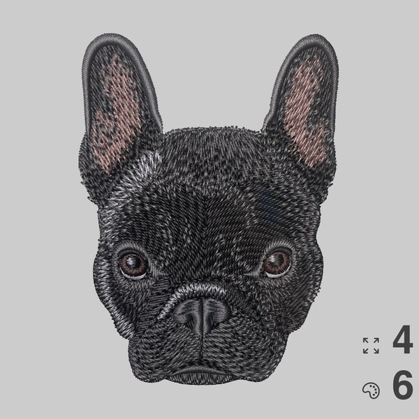 FRENCH BULLDOG Machine Embroidery Design - instant download