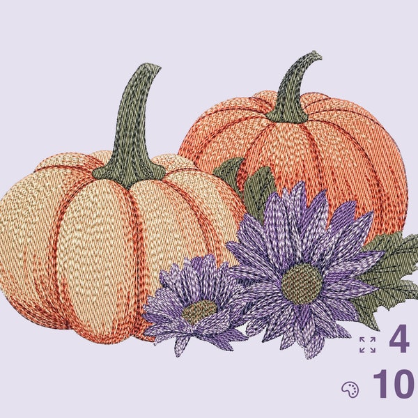 FALL PUMPKIN Machine Embroidery Design, Autumn embroidery design, Thanksgiving embroidery - instant download