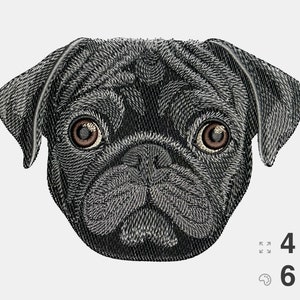 Realistic Black Pug Machine Embroidery Pattern – Digital File - Etsy