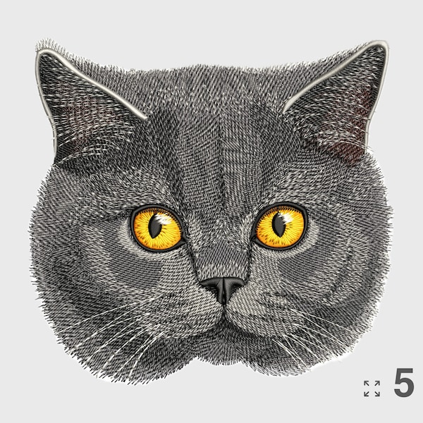 CUTE GREY CAT Machine Embroidery Design - instant download