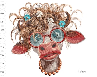 FUNNY CRAZY COW Embroidery File - Embroidery Pattern, instant download