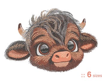BABY HIGHLAND CALF Digital Embroidery Design – Instant Download