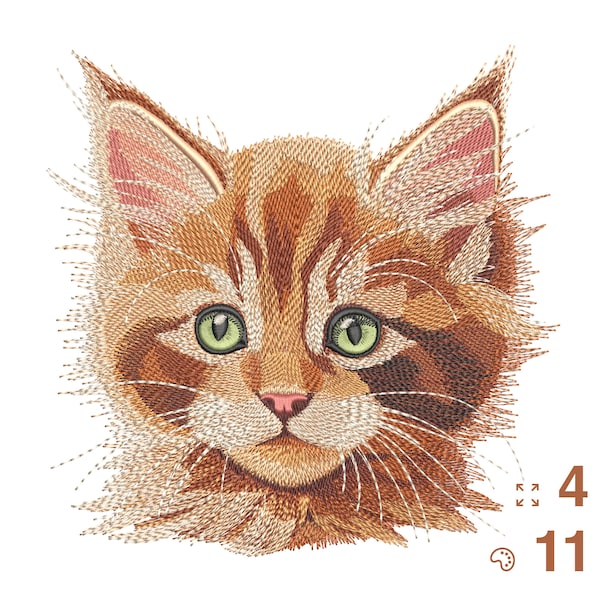 CUTE REALISTIC CAT Machine Embroidery Design - instant download