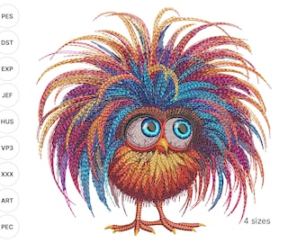 FUNNY CRAZY CHICKEN Digital Embroidery Design – Instant Download