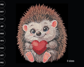 Hedgehog Heart Embroidery Design – Machine Embroidery (Digital Download)