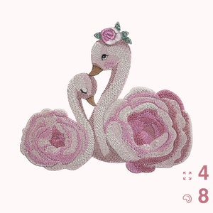 FLOWER SWANS Valentine’s Day embroidery pattern – Digital Download