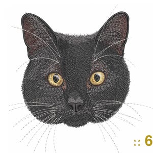 かわいい黒猫の機械刺繍デザイン - すぐにダウンロード