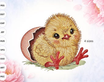 Easter Baby Chick Embroidery Design – Spring Farm Machine Embroidery File