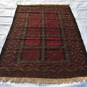 4 x 6 Ft, Afghan Tribal Vintage Kuchi Rug, Oriental Geomatric Kilem Rug, Veg Dyed Rug, Nomadic Caucasian Rug, Living Room Rug, Area Rug
