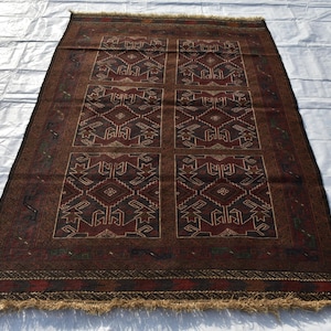 4 x 6 Ft, Afghan Tribal Vintage Kuchi Rug, Oriental Geomatric Kilem Rug, Veg Dyed Rug, Nomadic Caucasian Rug, Living Room Rug, Area Rug