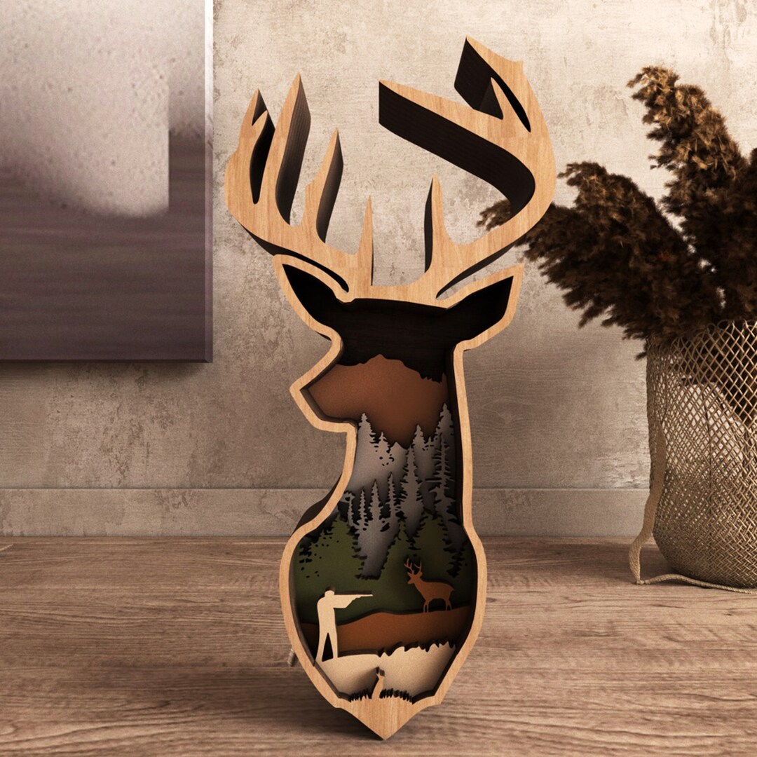 Multilayer8 Layer Deer Head Art Piece for Lasersvg