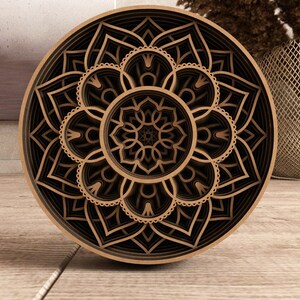 Mandala Painting Geometric Daisy Svg lightburn Wall-art Dxf,Multilayer Cut File,7 Layer Art Piece for Glowforge,MultiLayer(A96)