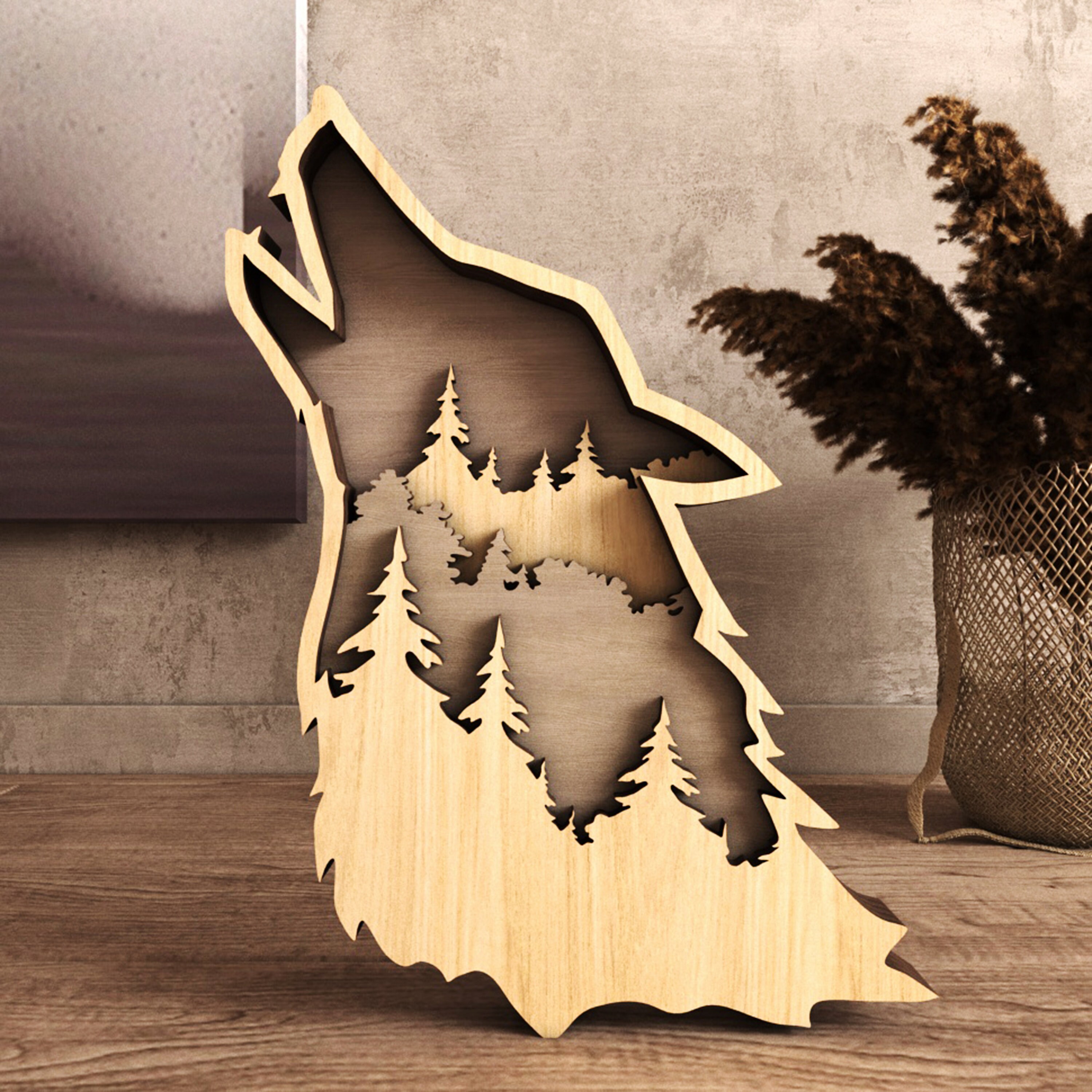 Wolf Laser SVG, Laser Cut File, 3d Shadowbox Wolf Cut File, Layered