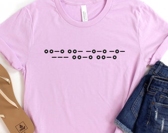 Vaffanculo codice Morse con camicia a margherite, camicia con parola F fiore margherita in design minimalista, regalo per lei, regalo per migliori amici, camicia umoristica per adulti