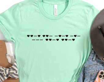 Vaffanculo codice Morse con camicia a cuori, camicia F-Word in design minimalista, regalo per lui, regalo per lei, regalo per i migliori amici, camicia umoristica per adulti