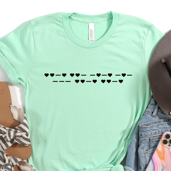 Fuck Off Morse Code with Hearts Shirt, F-Word Shirt in Minimalist Design, Gift for Him, Gift for Her, Best Friends Gift, Adult Humor Shirt