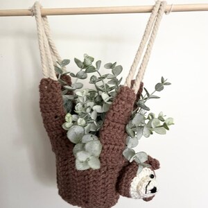 Crochet Bear Plant Hanger: Boho Home Decor, Fits 4" Pot