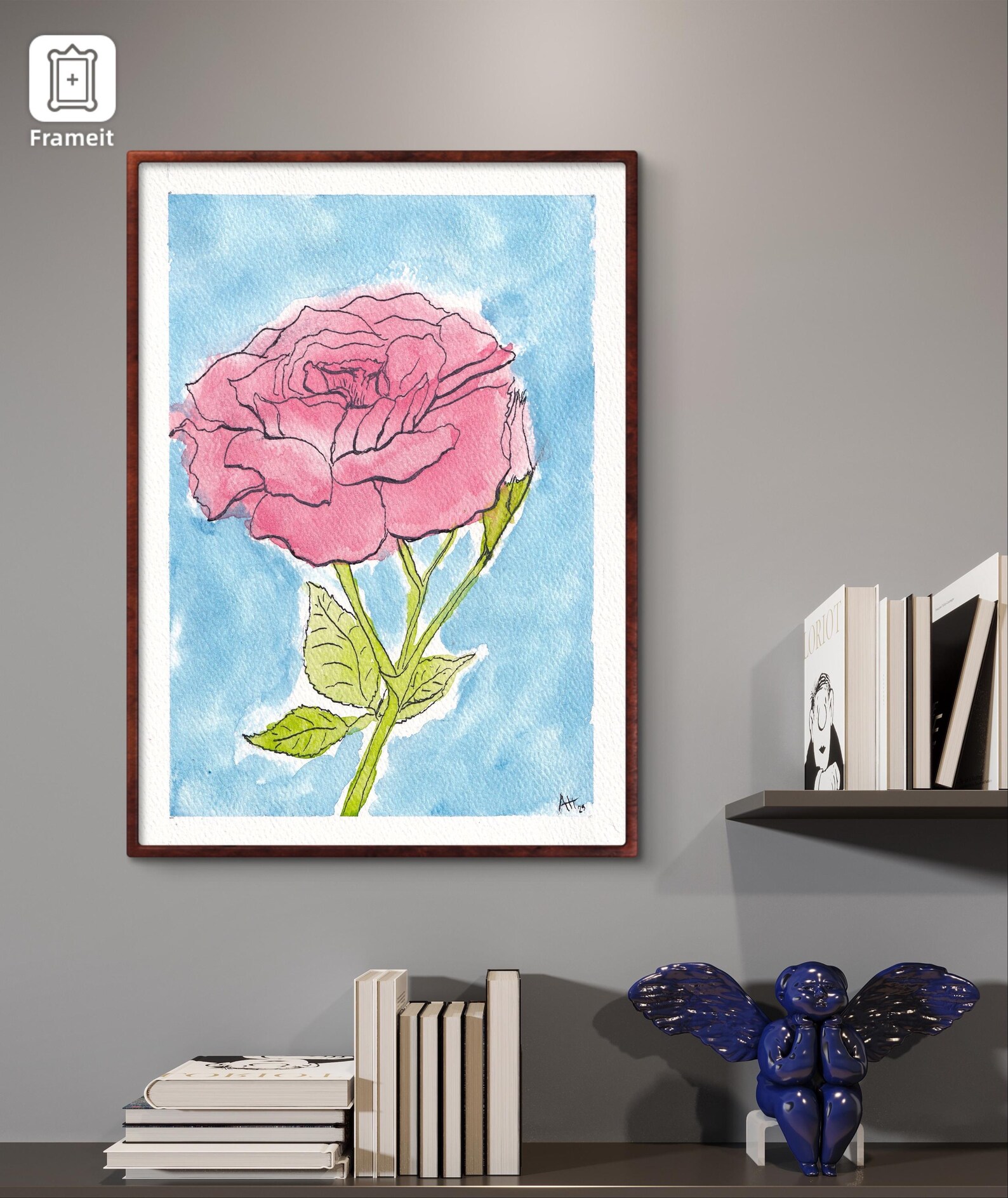 Printable Pink Rose Flower Watercolor Art Digital Download - Etsy