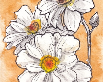 Printable Flowers Watercolor Art Digital Download