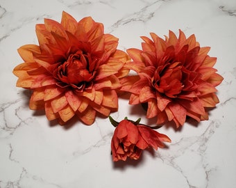 Cabeza de flor de dalia artificial: arreglo DIY, tacto real (lote de 2)