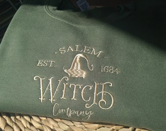 Salem Witch Embroidered Crewneck, Halloween Embroidered Sweatshirt, Salem Crewneck, Vintage Halloween Sweatshirt, Halloween Gift, Unisex