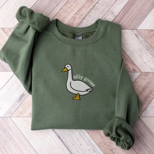 Embroidered Silly Goose Sweatshirt, Embroidered Goose Sweatshirt Crewneck, Funny Crewneck, Silly Goose Shirt, Funny Embroidered Crewneck image 3