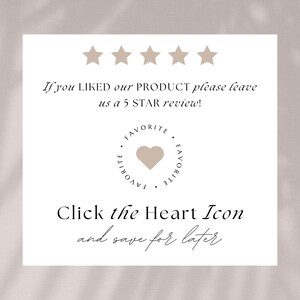 text and a heart icon, with the text asking for a 5-star review and the heart icon indicating that the image is a favorite. The image does not contain any text that is too long or repetitive, and it does not describe each individual element of the image.