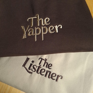 Embroidered Custom Couples Sweatshirt, The Listener Yapper Couples Embroidered Crewneck, Anniversary Gift For Her, Gift For Boyfriend