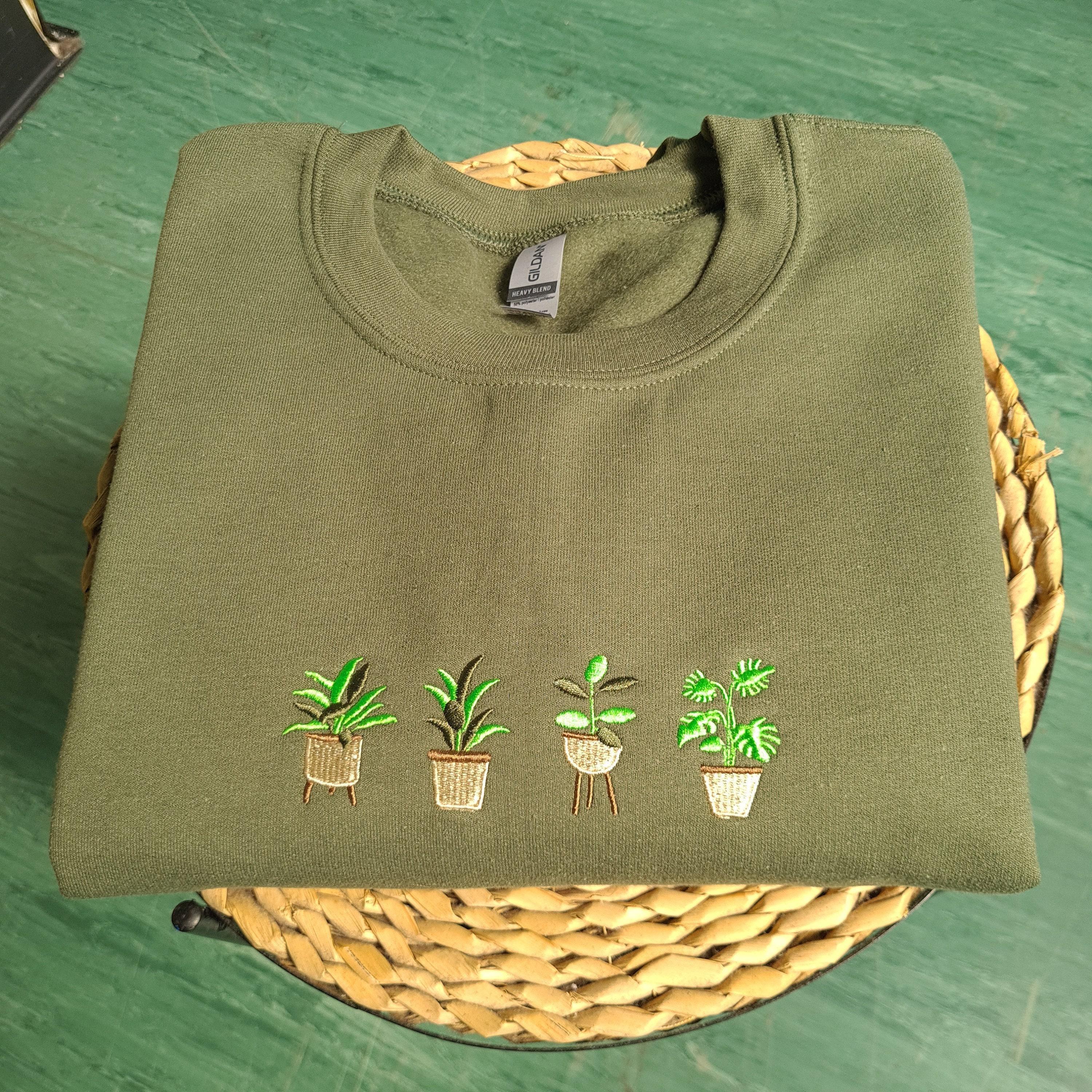 Embroidered Plant Sweatshirt, Plant lover gift, Plant Pots Nature Crewneck Jumper, Gardening Sweater, Gardener Gift, Plant Pot Sweatshirt