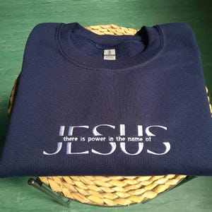 Embroidered Jesus Sweatshirt, Jesus Gift, Christian Gift, Christian Sweatshirt, Religious Gift, Religious Sweatshirt, Gift for Christian image 3