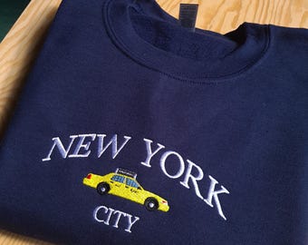 New York Vintage Embroidered Sweatshirt, Vintage New York Crewneck, NYC Sweatshirt, City Embroidered Crewneck, USA States Crewneck