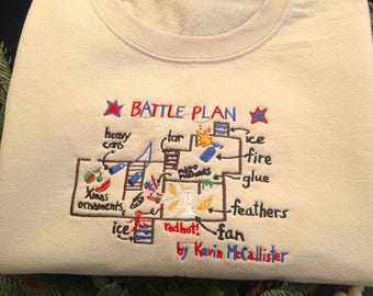 Christmas Embroidered Sweatshirt, Battle Plan Xmas Jumper, Trendy Christmas Crewneck, Home Alone Sweatshirt, Funny Xmas Hoodie