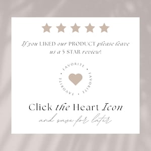 text and a heart icon, with the text asking for a 5-star review and the heart icon indicating that the image is a favorite. The image does not contain any text that is too long or repetitive, and it does not describe each individual element of the image.