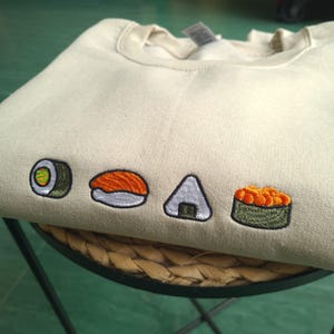Embroidered Sushi Sweatshirt, Gift for Food Lover Sweatshirt Jumper, Cute Sushi Shirt, Sushi Lover, Oversized Sweatshirt, Gift for her image 6