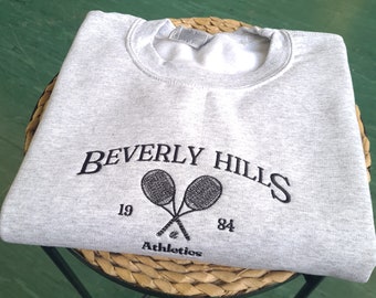 Beverly Hills Embroidered Crewneck, Vintage Crewneck, Beverly Hills Athletics Sweatshirt, Vintage Tennis Crewneck, Gift for Tennis friend