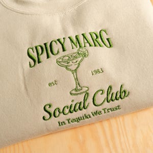 Spicy Marg Embroidered Sweatshirt, Cocktail Club Crewneck, Vintage Tequila Crewneck, Tequila Lover Gift, Margaritas Crewneck, Gift for Her