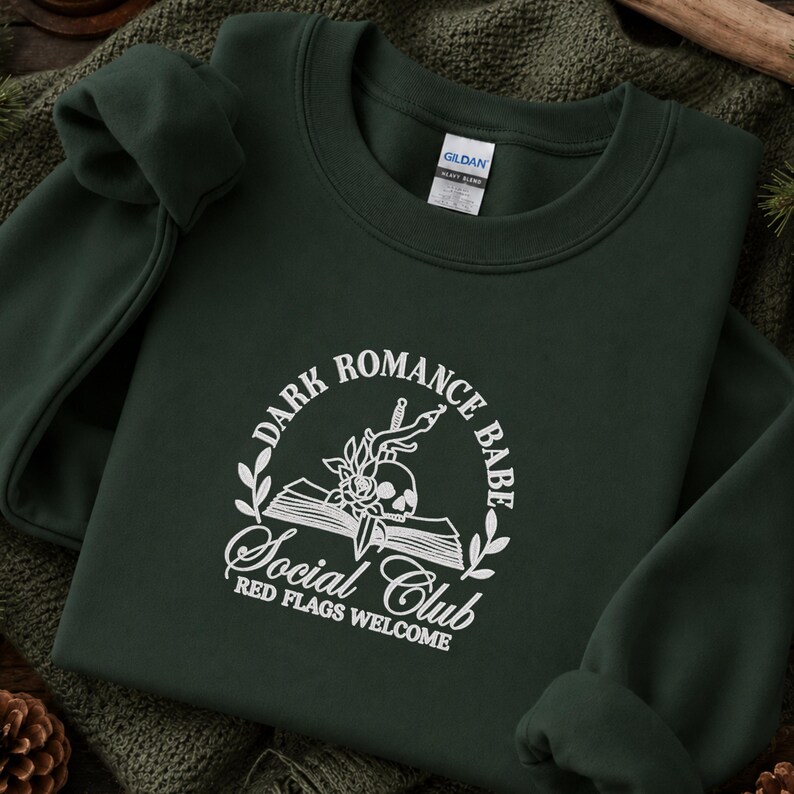 Dark Romance Babe Social Club Embroidered Sweatshirt, Dark Romance Reader Gift, Booktok Sweatshirt, Romance Book Lover Crewneck image 6