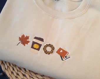 Autumn Embroidered Sweatshirt, Autumn Cozy Crewneck, Cute Fall Season Sweatshirt, Halloween Crewneck, Fall Jumper For Her, Fall Lover Jumper