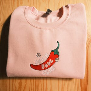 Spicy Book Club Embroidered Sweatshirt, Bookworm Crewneck, Bookish Gift, Gift For Book Lover, Retro Book Reading Jumper, Reading Hoodie