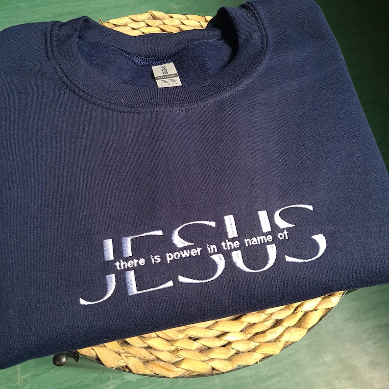Embroidered Jesus Sweatshirt, Jesus Gift, Christian Gift, Christian Sweatshirt, Religious Gift, Religious Sweatshirt, Gift for Christian image 2