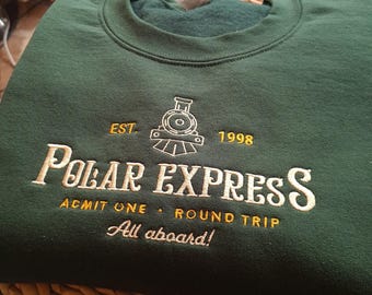 Polar Express Christmas Embroidered Sweatshirt, Christmas embroidery Sweatshirt, Polar Express Crewneck, Vintage Christmas Crewneck