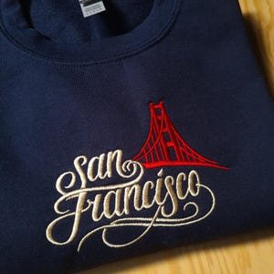 SanFrancisco Vintage Embroidered Sweatshirt, Vintage Inspired Crewneck, Golden Gate Bridge Hoodie, Embroidered Crewneck For Her