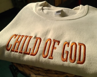 Bluza z haftowanym napisem „Dziecko Boże”, bluza chrześcijańska, bluza z okrągłym dekoltem „Dziecko Boże”, prezent dla chrześcijan, bluza religijna