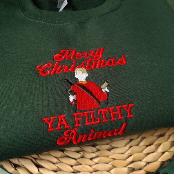 Merry Christmas Ya Filthy Animal Embroidered Sweatshirt, Christmas Sweatshirt, Funny Christmas Sweatshirt, Christmas Jumper, Gift for Her