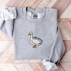 Embroidered Silly Goose Sweatshirt, Embroidered Goose Sweatshirt Crewneck, Funny Crewneck, Silly Goose Shirt, Funny Embroidered Crewneck image 6