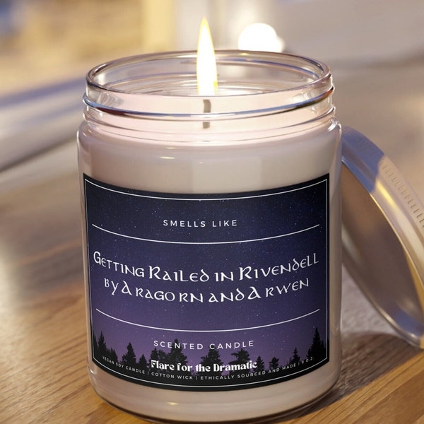 Smells Like Getting Railed in Rivendell by Aragorn and Arwen Scented Soy Candle, Middle earth Candles Merch, Lord of the Rings Funny Gift