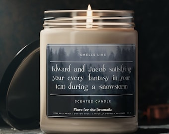 Smells Like Edward & Jacob satisfying your every fantasy in your tent during a snowstorm Scented Candle | Twilight Merch Candles Funny Gift