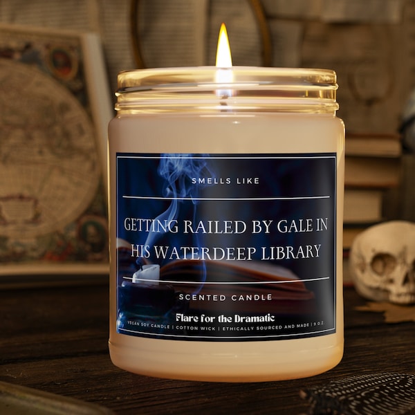 Smells Like Getting Railed by Gale in his Waterdeep Library Scented Soy Candle | Fictional Men, gamer merch gifts, BG3 inspired candle